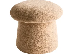 New Beliani Pouf EUFAULA Bouclé Beige