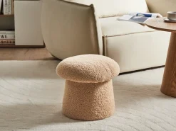 New Beliani Pouf EUFAULA Bouclé Beige