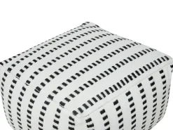 Hot Beliani Pouf GAJAN Tessuto Bianco Bianco Nero