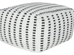 Hot Beliani Pouf GAJAN Tessuto Bianco Bianco Nero