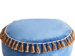 Hot Beliani Pouf GOTHA Velluto Blu Marrone Blu