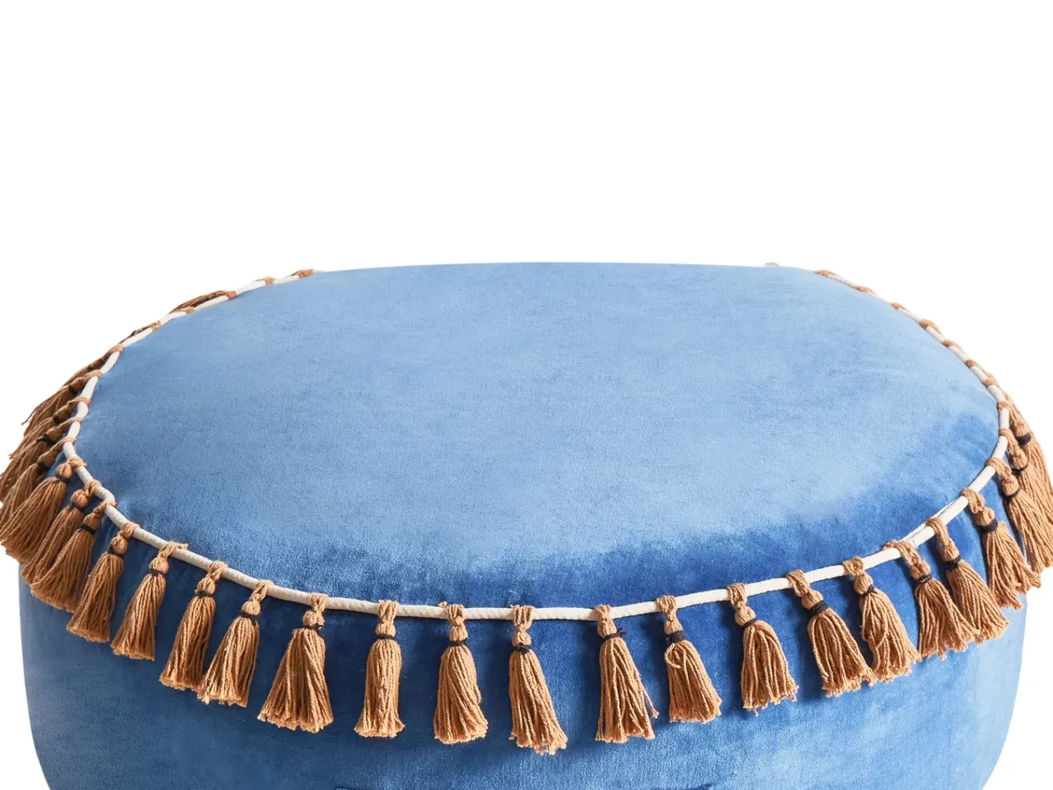 Hot Beliani Pouf GOTHA Velluto Blu Marrone Blu