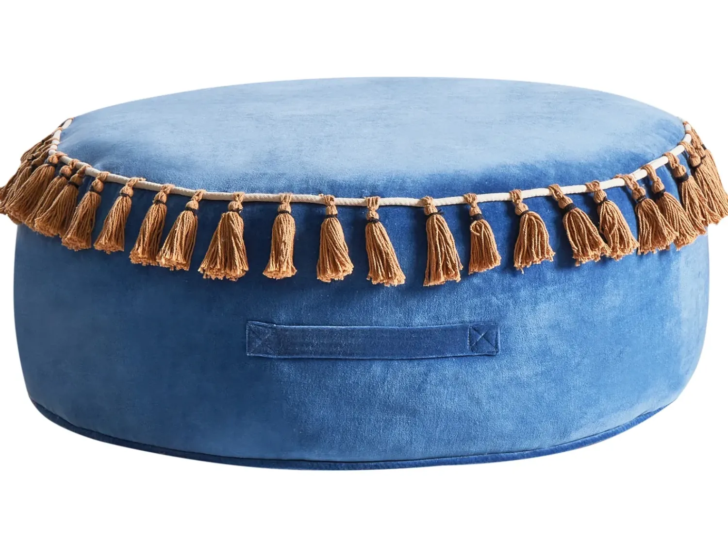 Hot Beliani Pouf GOTHA Velluto Blu Marrone Blu