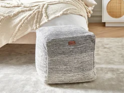 Online Beliani Pouf HIRRI Cotone Grigio chiaro Beige Grigio