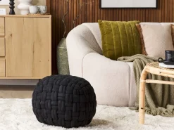 New Beliani Pouf HOPA Velluto Nero
