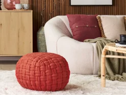 New Beliani Pouf HOPA Velluto Rosso