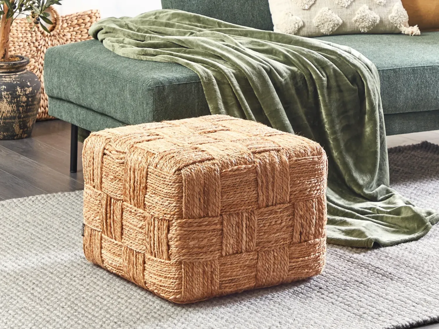 Outlet Beliani Pouf HOSRI Iuta Beige
