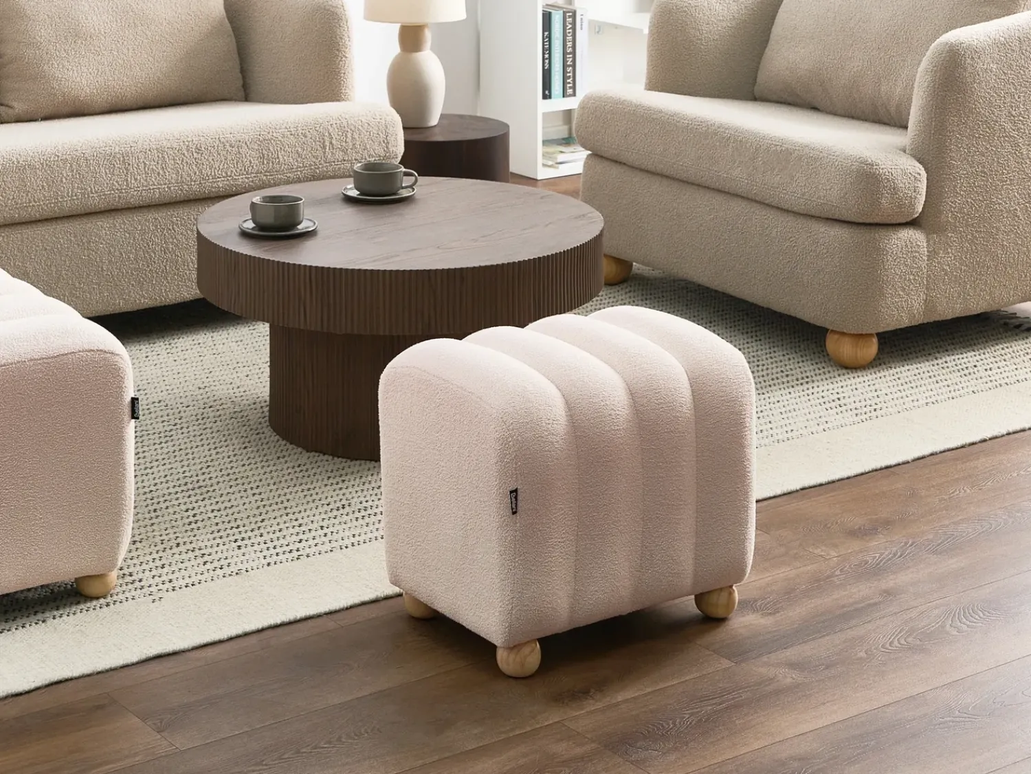 Beliani IDYLLWILD Bouclé Bianco sporco Bianco Marrone