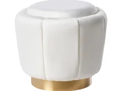 Best Beliani Pouf IRVING Velluto Bianco Bianco Oro