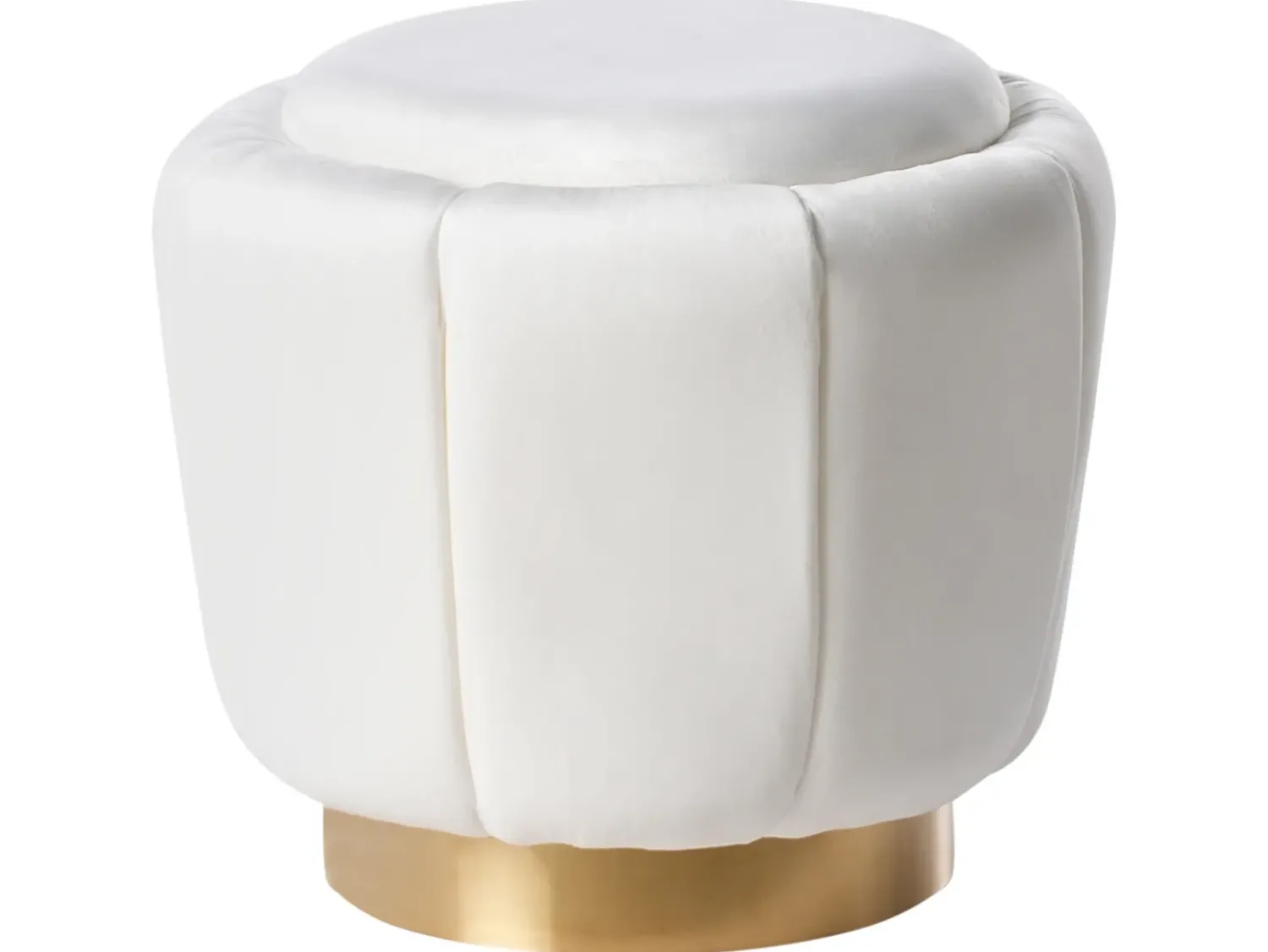 Best Beliani Pouf IRVING Velluto Bianco Bianco Oro