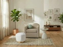 Best Beliani Pouf IRVING Velluto Bianco Bianco Oro