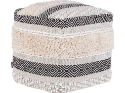 Clearance Beliani Pouf KANAM Cotone Beige chiaro Beige Nero
