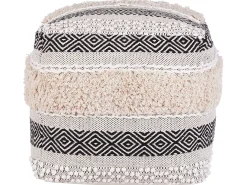 Clearance Beliani Pouf KANAM Cotone Beige chiaro Beige Nero