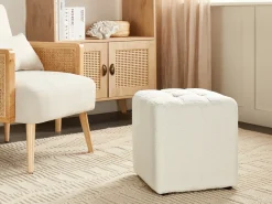 Sale Beliani Pouf KANSAS Bouclé Bianco