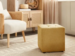 Outlet Beliani Pouf KANSAS Tessuto Giallo