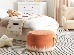 Hot Beliani Pouf KAWAI Cotone Arancione Bianco Arancione