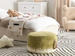 Beliani Pouf KAWAI Cotone Verde oliva Bianco Verde