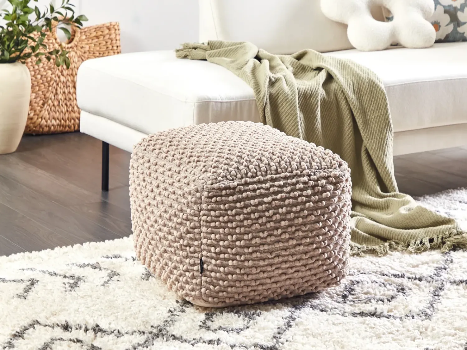Online Beliani Pouf KINGRI Cotone Tortora Beige