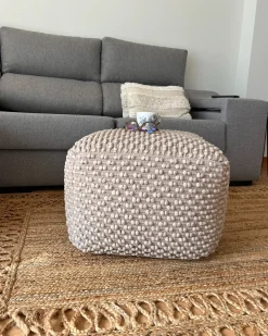 Online Beliani Pouf KINGRI Cotone Tortora Beige