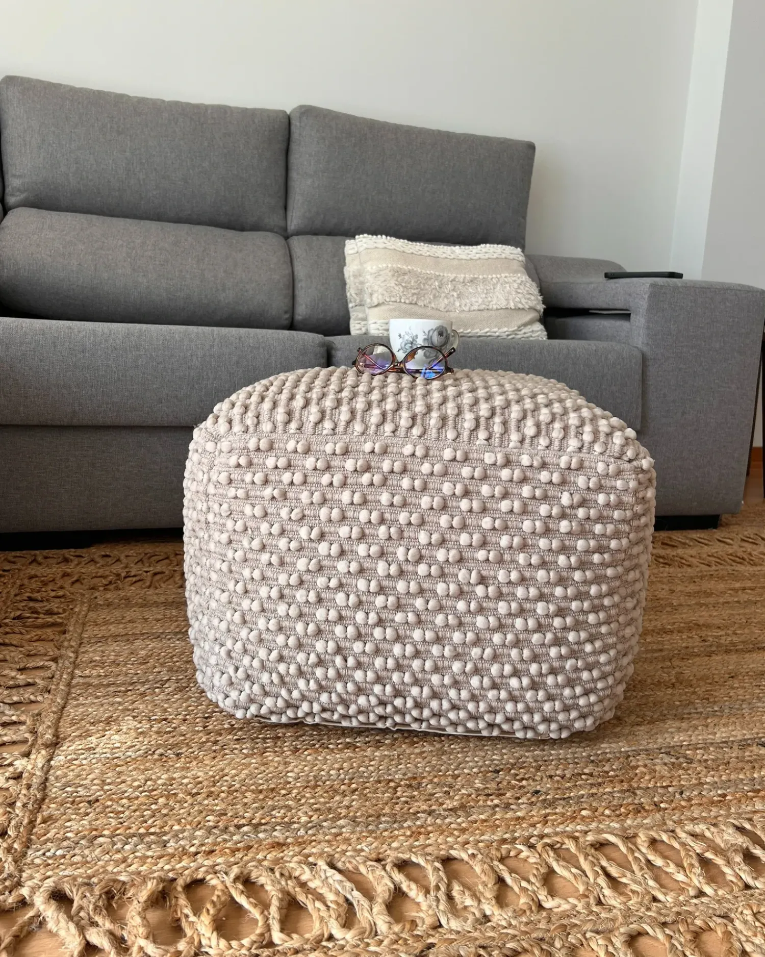 Online Beliani Pouf KINGRI Cotone Tortora Beige