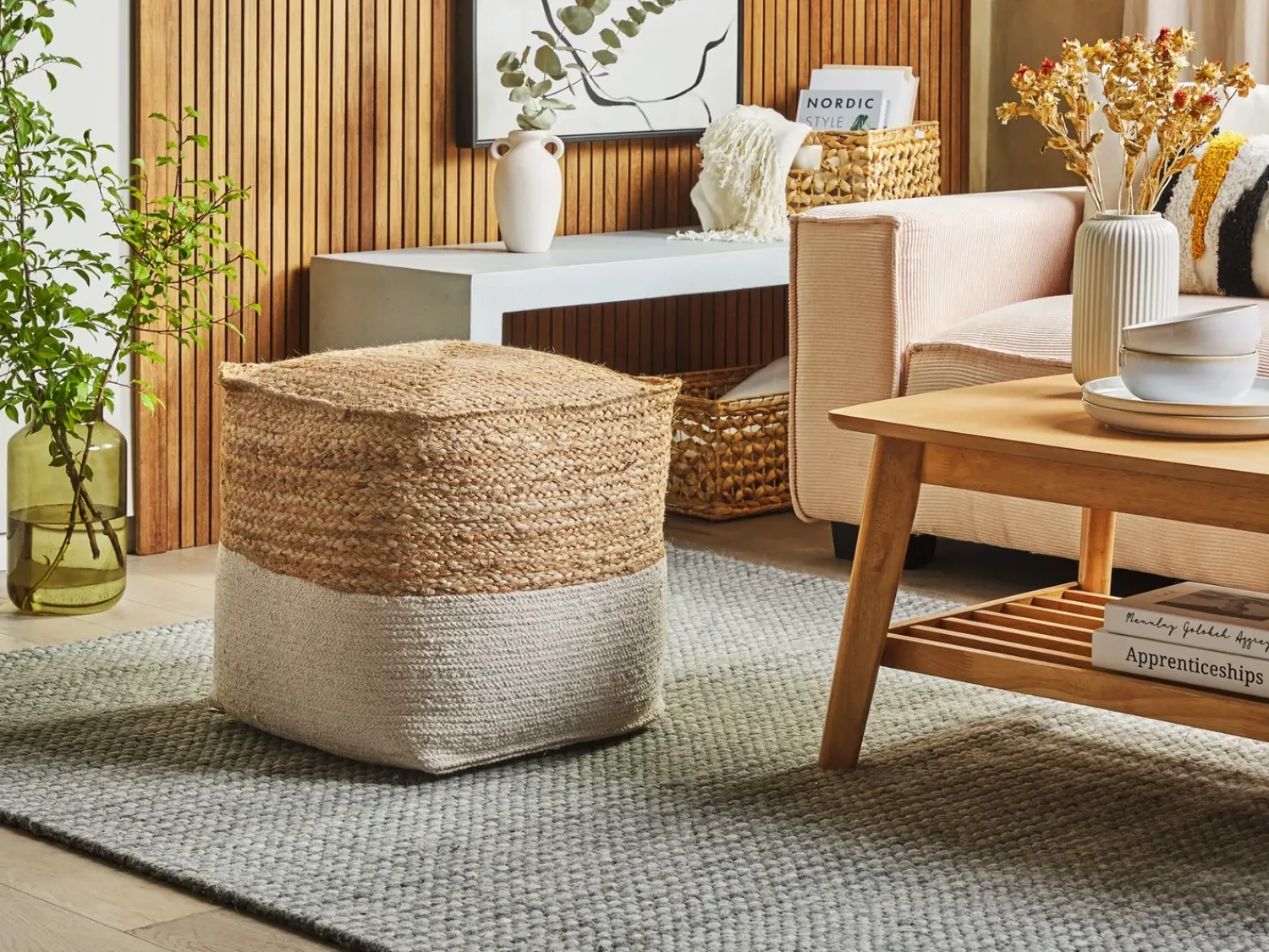 Sale Beliani Pouf KIRAMA Iuta Beige Beige Naturale