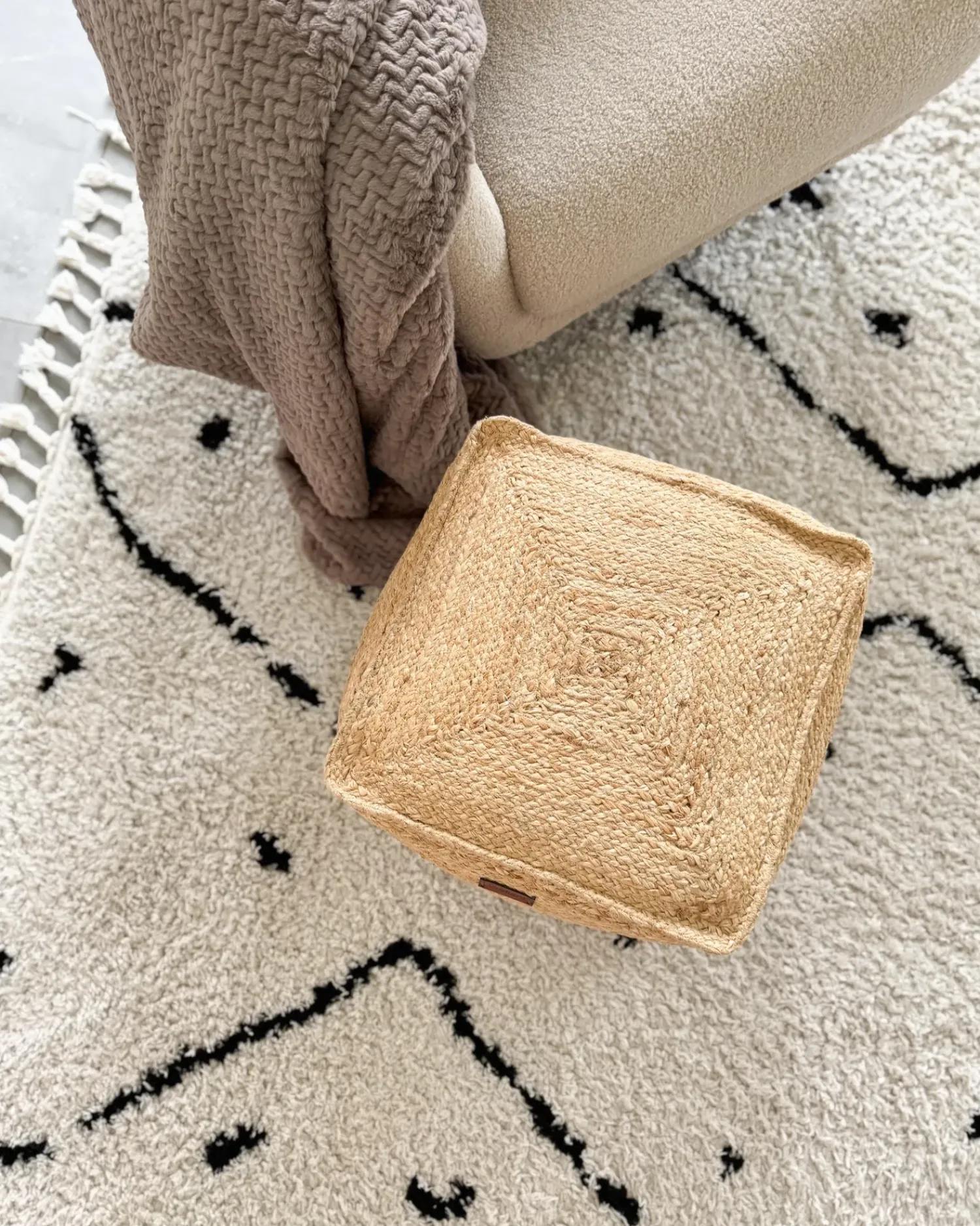 Sale Beliani Pouf KIRAMA Iuta Beige Beige Naturale