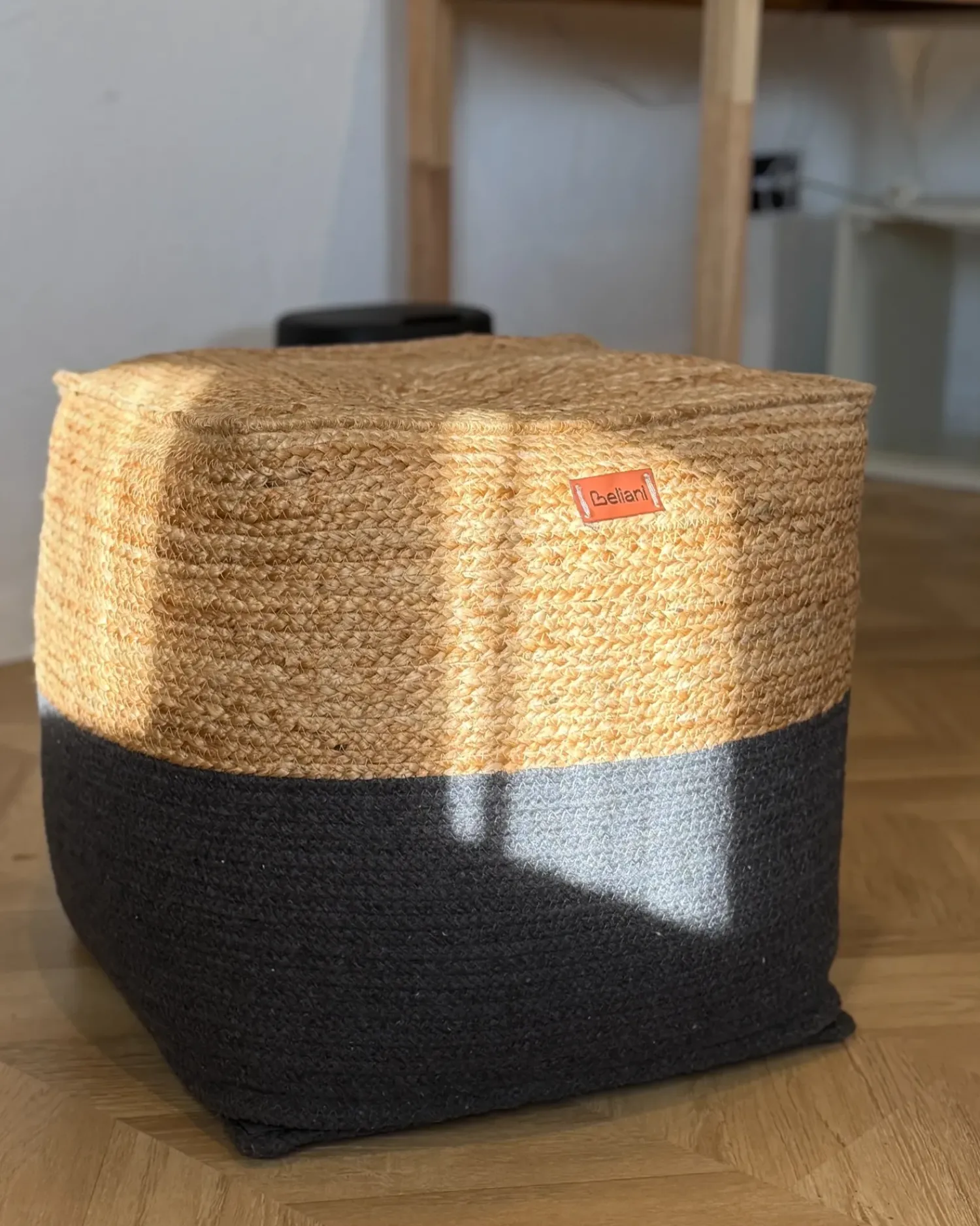Discount Beliani Pouf KIRAMA Iuta Grigio scuro Beige Grigio