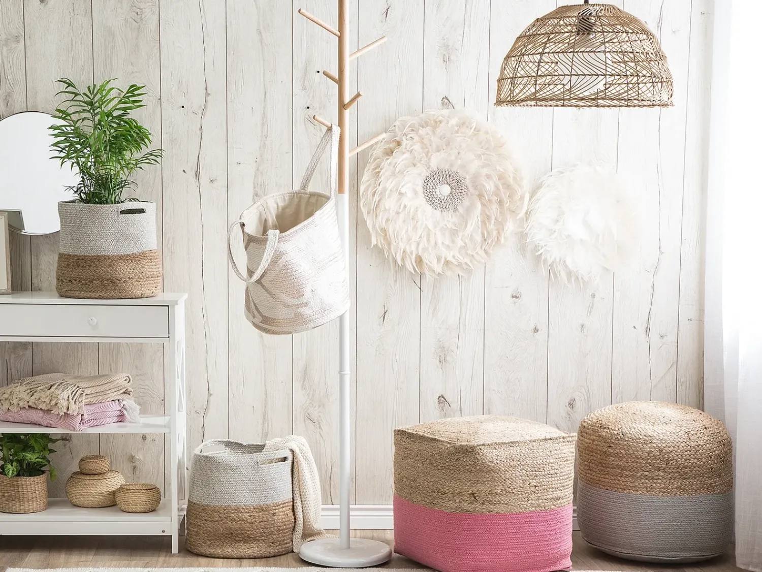 Sale Beliani Pouf KIRAMA Iuta Rosa Beige Rosa