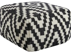 Hot Beliani Pouf KNIDOS Lana Nero/Bianco Bianco Nero
