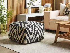 Hot Beliani Pouf KNIDOS Lana Nero/Bianco Bianco Nero