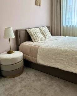 Sale Beliani Pouf LOUIN Velluto Beige