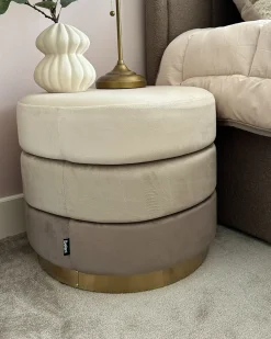 Sale Beliani Pouf LOUIN Velluto Beige