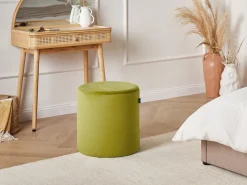 Beliani Pouf LOVETT Velluto oliva Verde