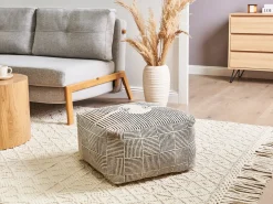 Best Beliani Pouf LUTZ Cotone Grigio Marrone Grigio