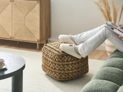 Best Beliani Pouf MABULA Iuta Beige Beige Nero