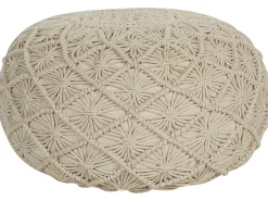 New Beliani Pouf Macramè BERKANE Cotone Beige