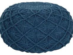 New Beliani Pouf Macramè BERKANE Cotone marino Blu