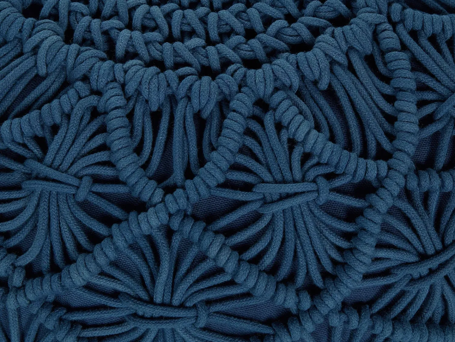 New Beliani Pouf Macramè BERKANE Cotone marino Blu