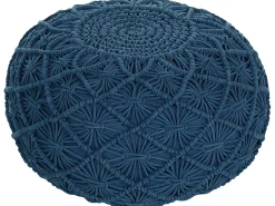 New Beliani Pouf Macramè BERKANE Cotone marino Blu