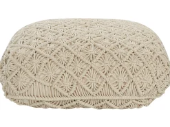 Beliani Pouf Macramè BERRECHID Cotone Beige