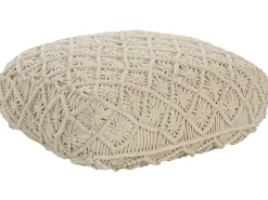 Beliani Pouf Macramè BERRECHID Cotone Beige