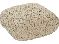 Beliani Pouf Macramè BERRECHID Cotone Beige