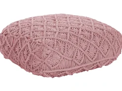 Best Beliani Pouf Macramè BERRECHID Cotone Rosa