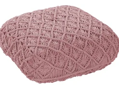 Best Beliani Pouf Macramè BERRECHID Cotone Rosa