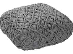 Beliani Pouf Macramè BERRECHID Cotone Grigio