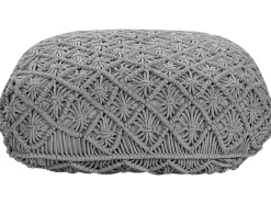 Beliani Pouf Macramè BERRECHID Cotone Grigio