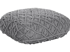 Beliani Pouf Macramè BERRECHID Cotone Grigio