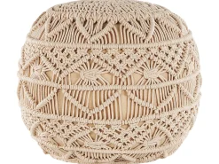 Hot Beliani Pouf Macramè KAYSERI Cotone Beige