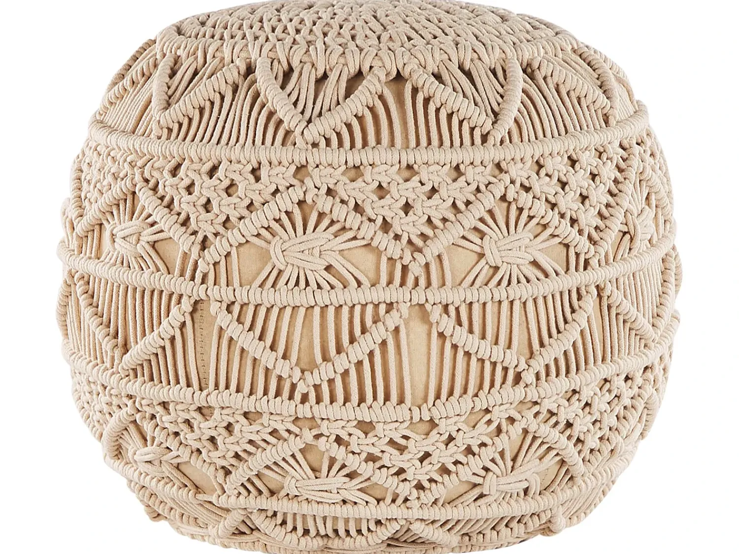 Hot Beliani Pouf Macramè KAYSERI Cotone Beige