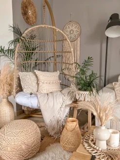 Hot Beliani Pouf Macramè KAYSERI Cotone Beige